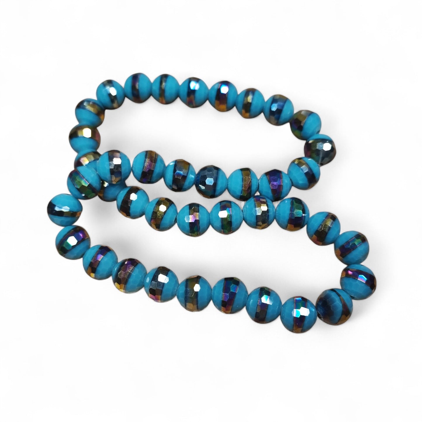 x10 Perles en Verre Opaques Électrolytiques – Rondes Facettées – 10 mm
