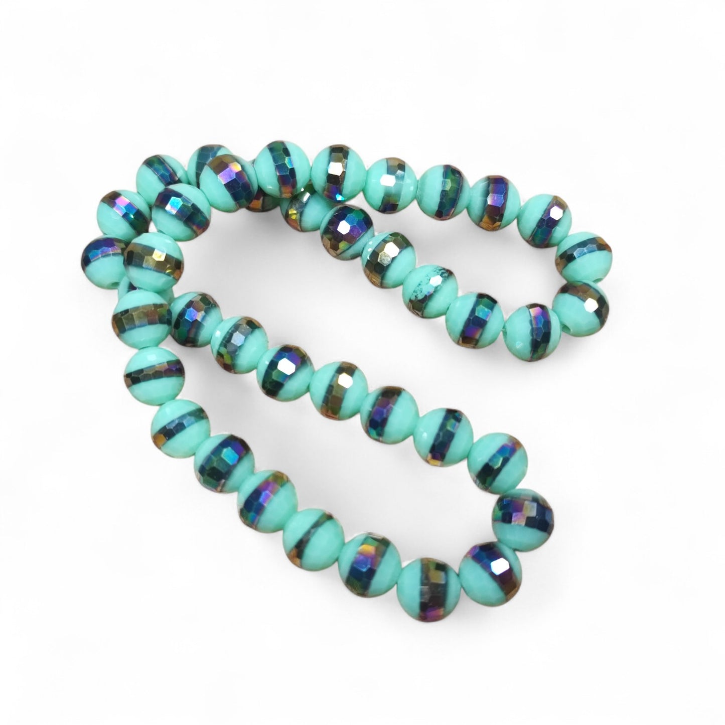 x10 Perles en Verre Opaques Électrolytiques – Rondes Facettées – 10 mm