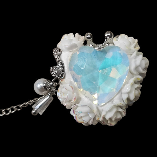 x1 Perle Cœur Couronné en Pâte Polymère, Strass – Perle Stylo – Coloris au choix