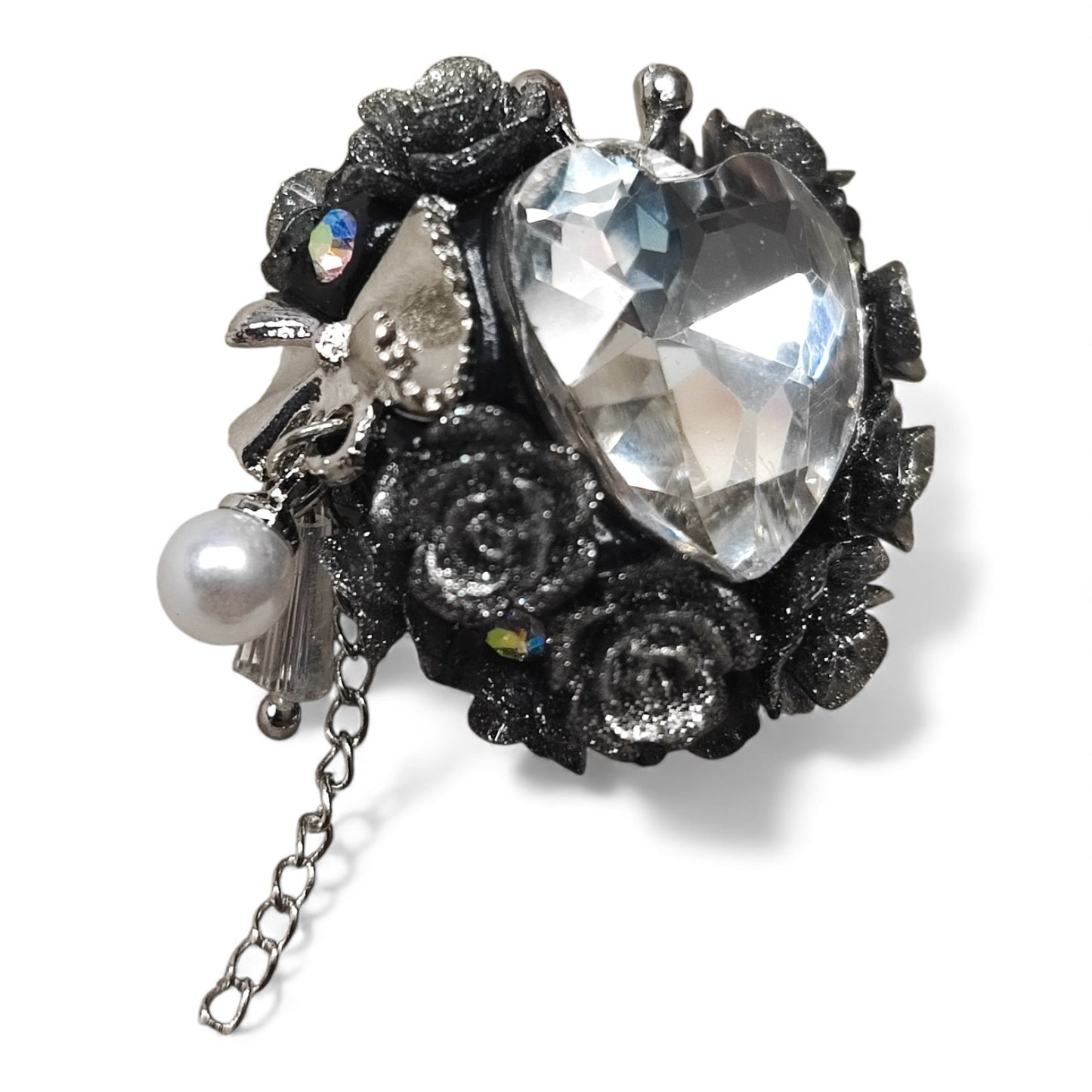 x1 Perle Cœur Couronné en Pâte Polymère, Strass – Perle Stylo – Coloris au choix