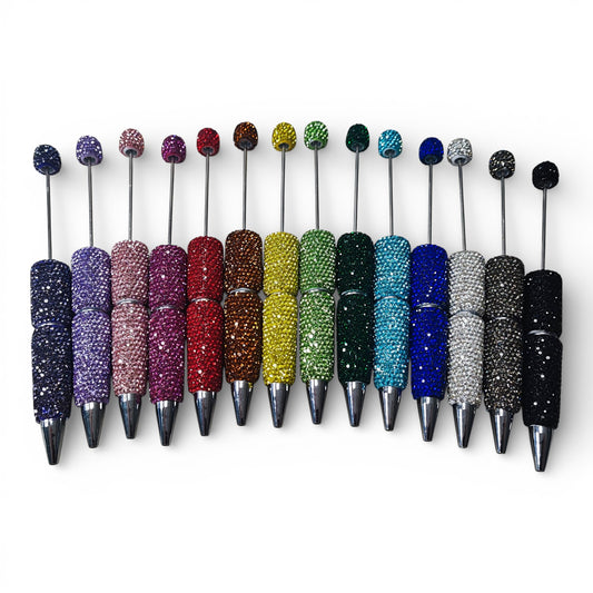 Stylo à tige décoré de strass – 30 couleurs au choix