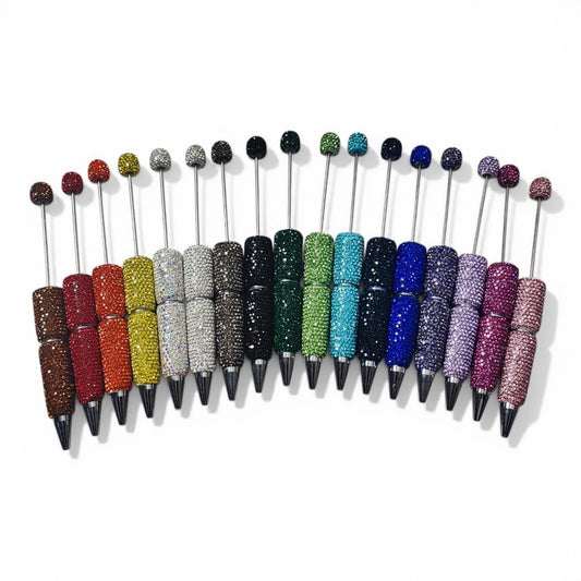 Stylo à tige décoré de strass – 62 couleurs au choix