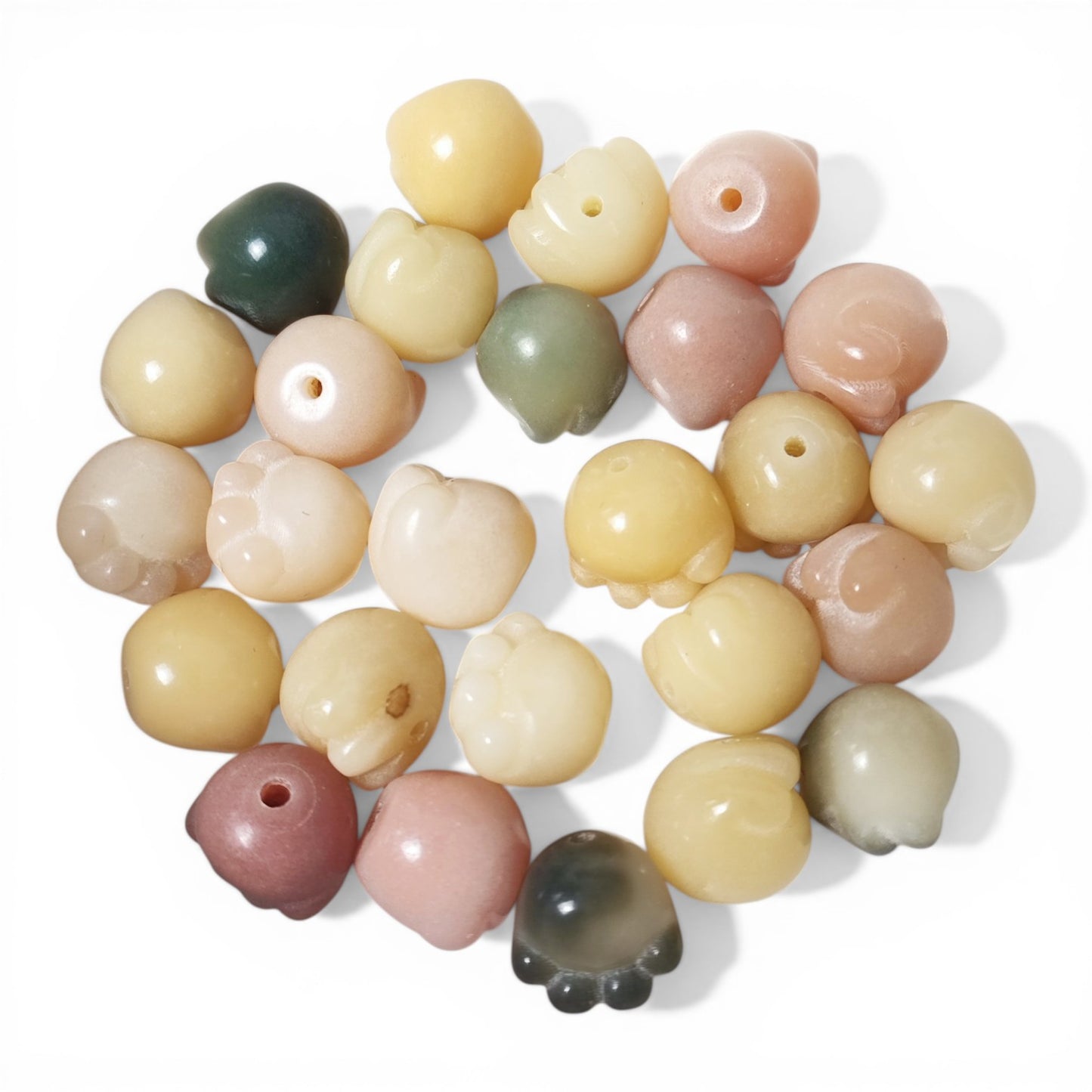 Lot de 5 Perles en graine de Bodhi – Forme patte de chat multicolore 13 x 12 mm