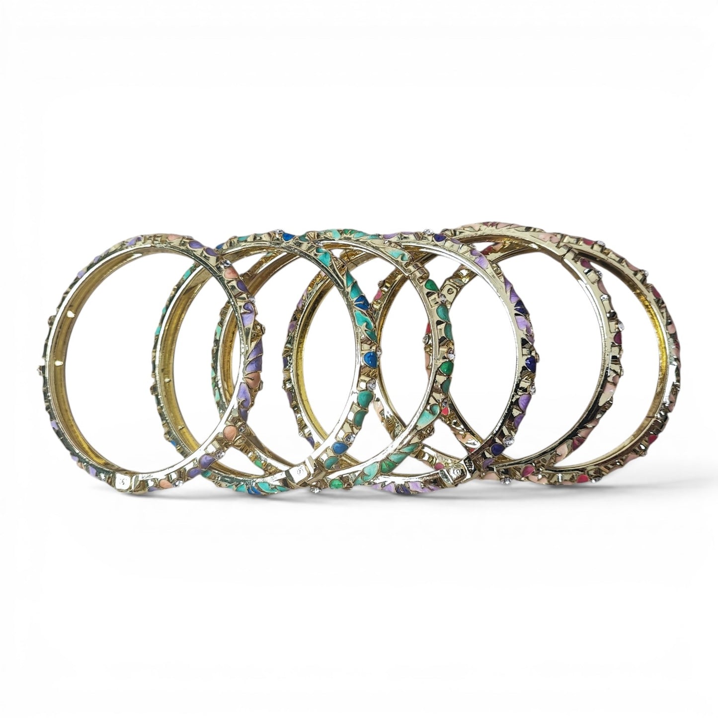 Bracelets joncs thaïlandais – Métal doré émaillé – 6 couleurs