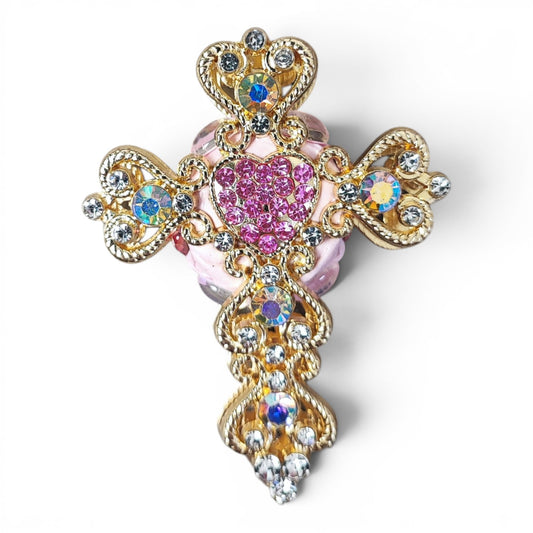 Perle Croix Baroque avec Strass – Spéciale Stylo à Tige – 60x46mm
