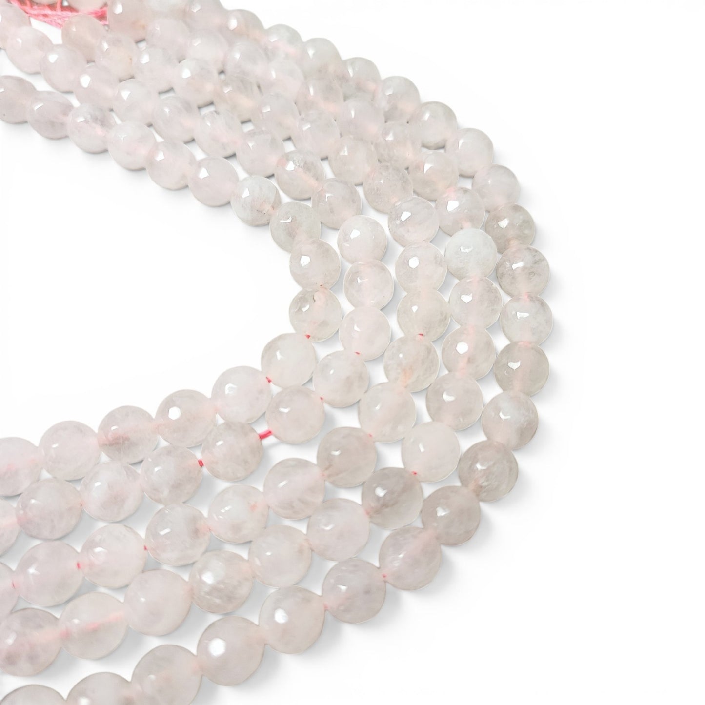 Fil de Perles en Quartz Rose Naturel – Rondes Facettées – 8mm