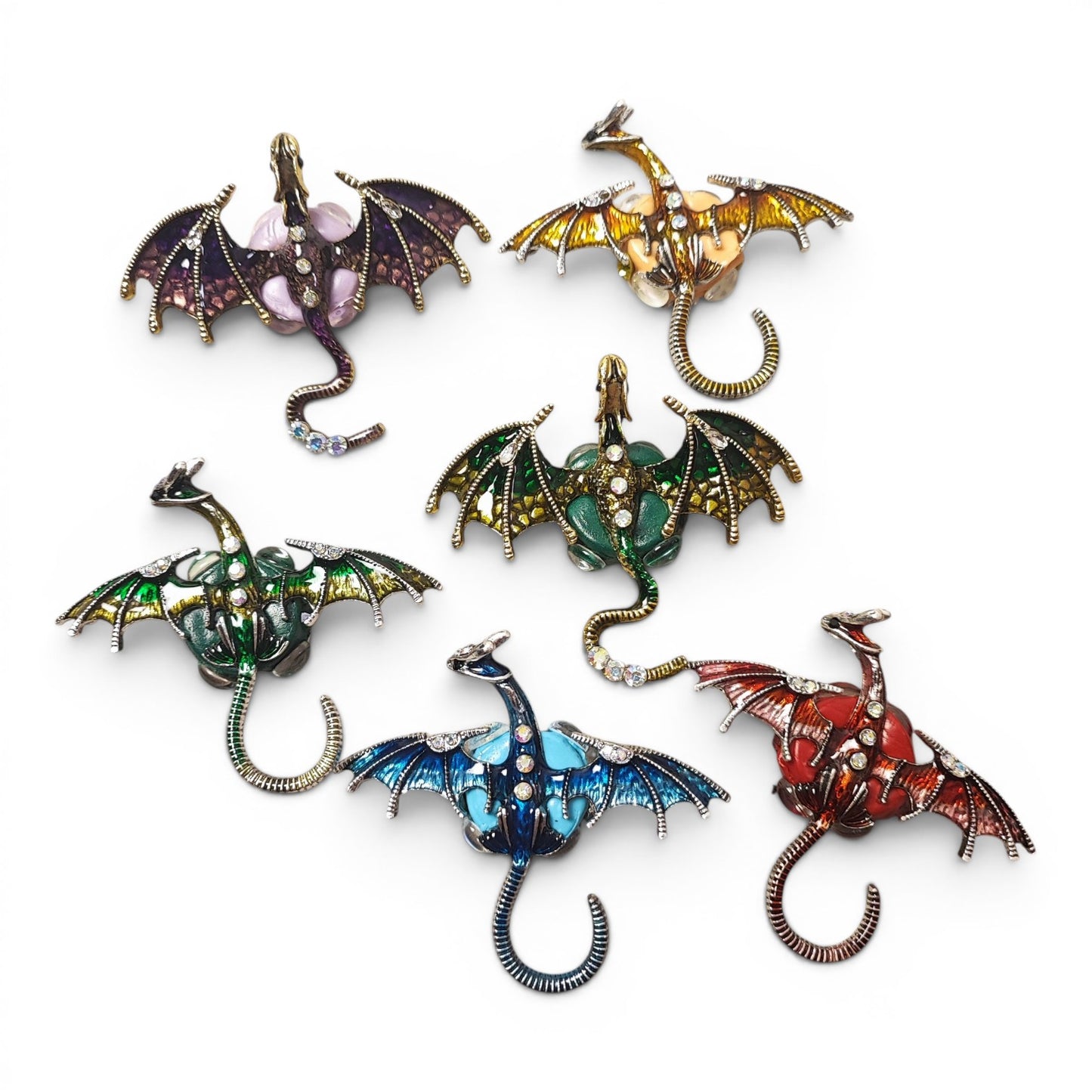 Perles XXL Dragon en Métal Émaillé et Strass – Compatibles Tiges – 57 x 68 mm