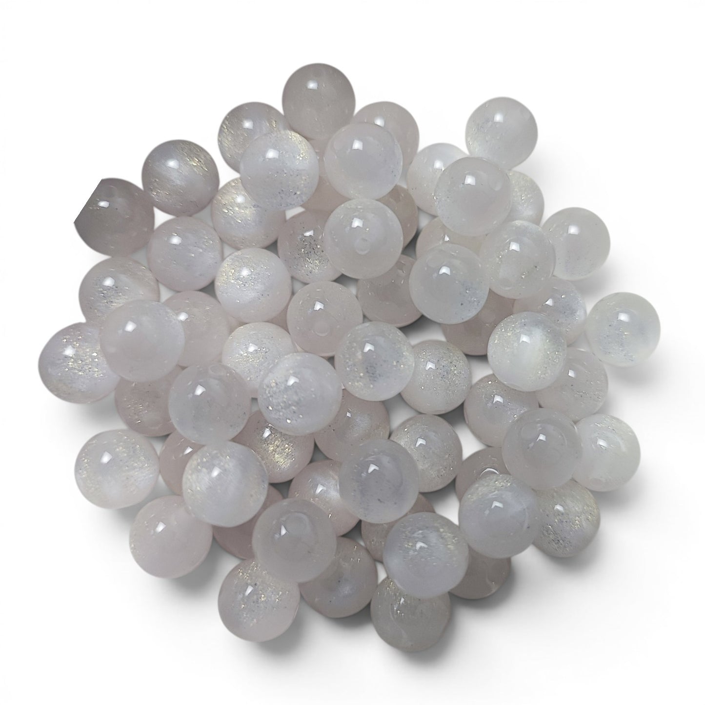 Lot de 10 perles opaques réactives aux UV – Roses pailletées – 10 mm