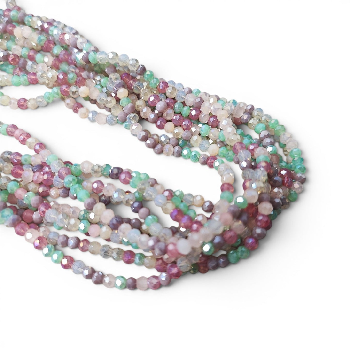 Fil de perles de verre opaques électroplaquées AB – Rondelles à facettes colorées – 3 mm