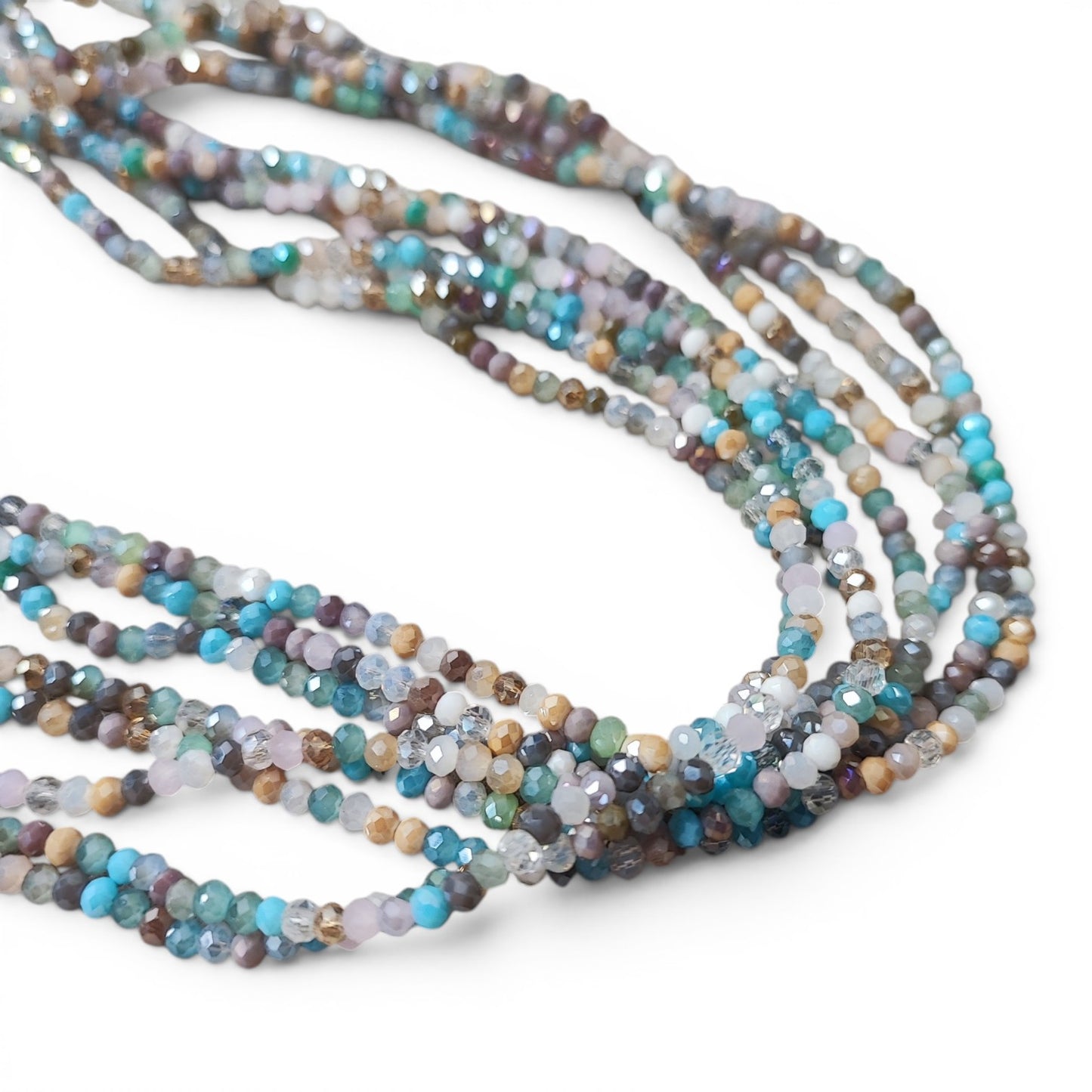 Fil de perles de verre à facettes – Rondelles colorées – 3 mm