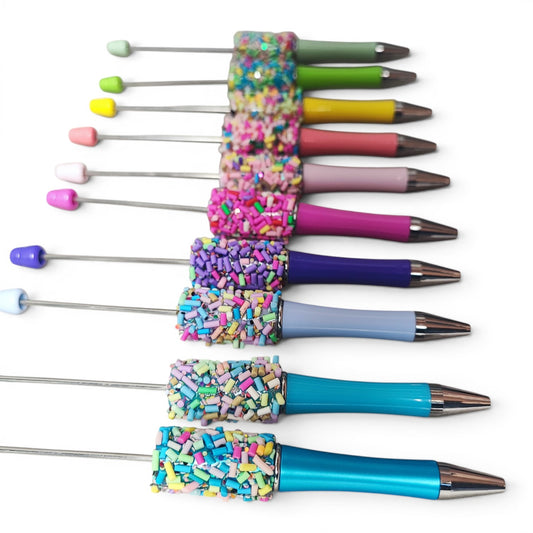 Stylo à tige à personnaliser – Décor vermicelles colorés – Couleurs acidulées au choix
