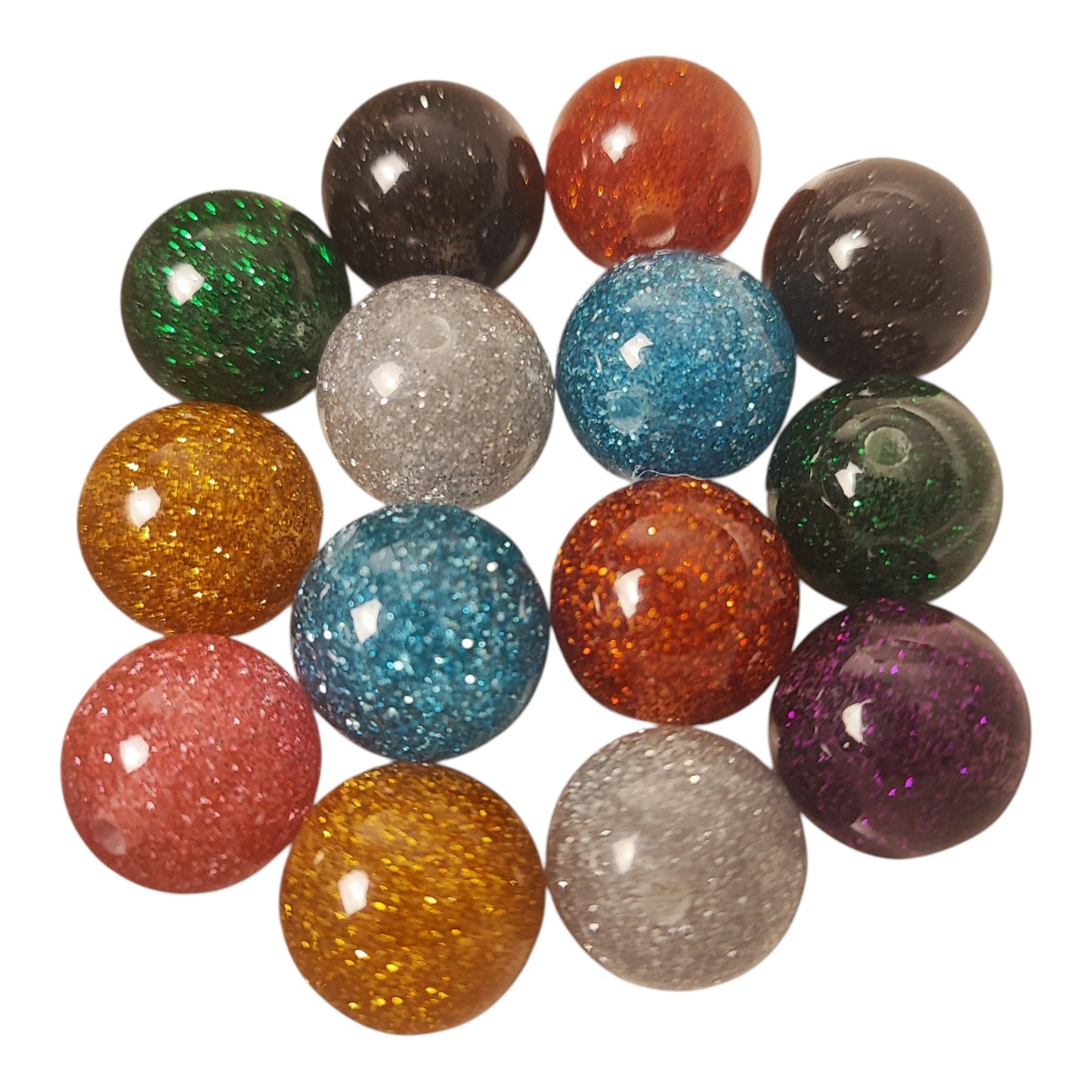 Perle en résine pailletée – 16 mm – Compatible tiges
