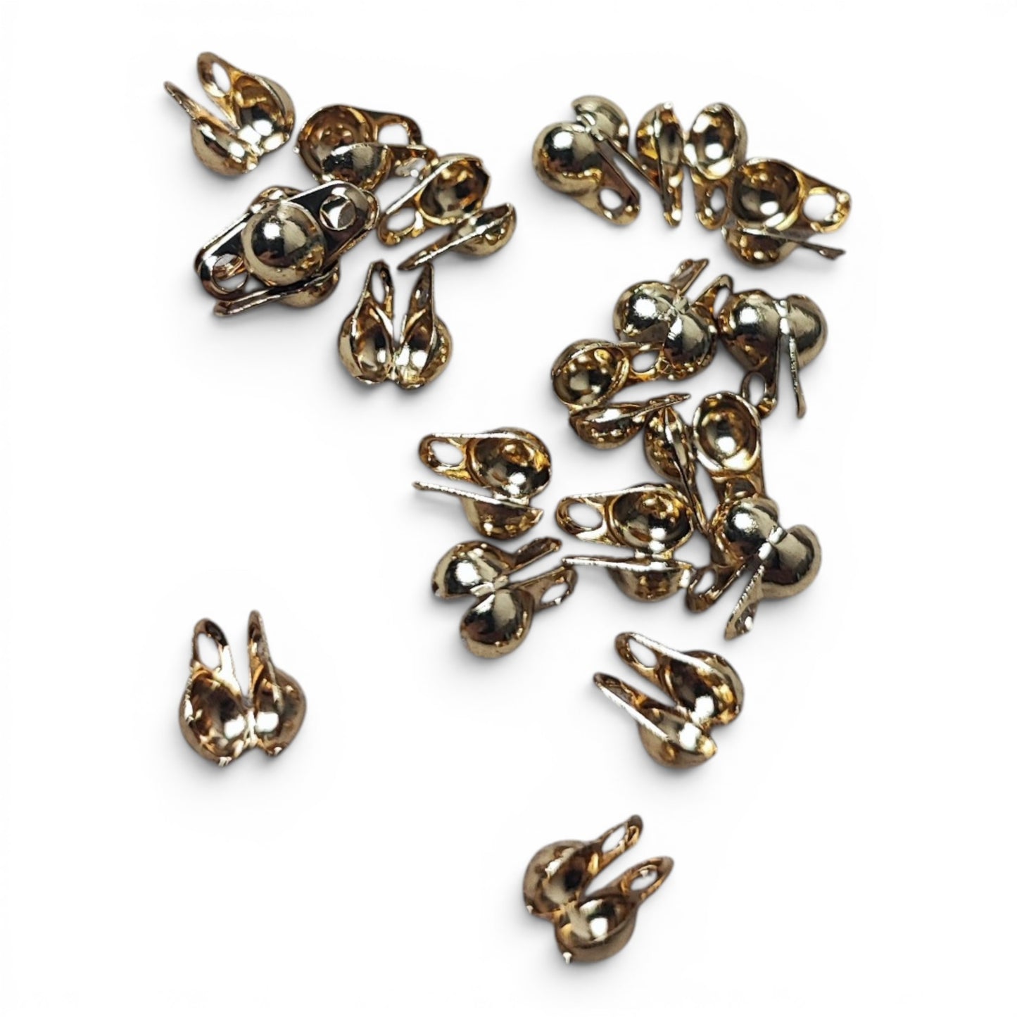 x10 Embouts cache nœuds/chaine billes en acier inoxydable 304 ou plaqué or 18 carats