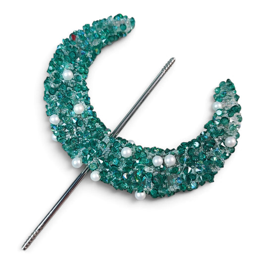 Perle spéciale tige – Demi-lune pailletée effet sucré – Verticale ou horizontale