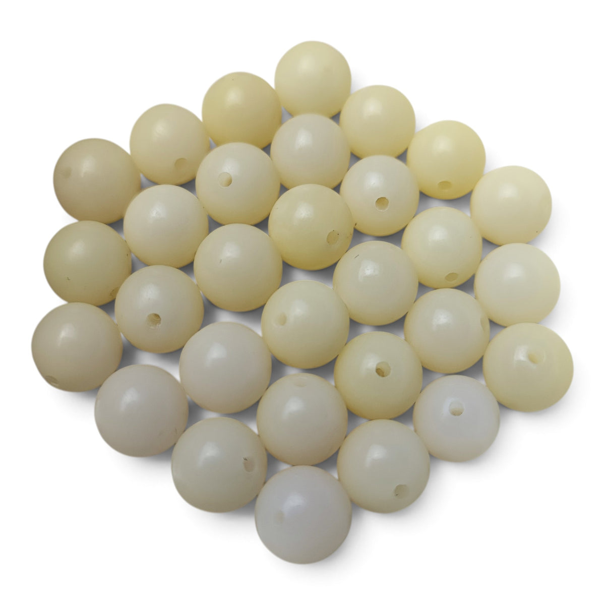 Lot de 5 perles naturelles en graines de Bodhi – Rondes ivoire