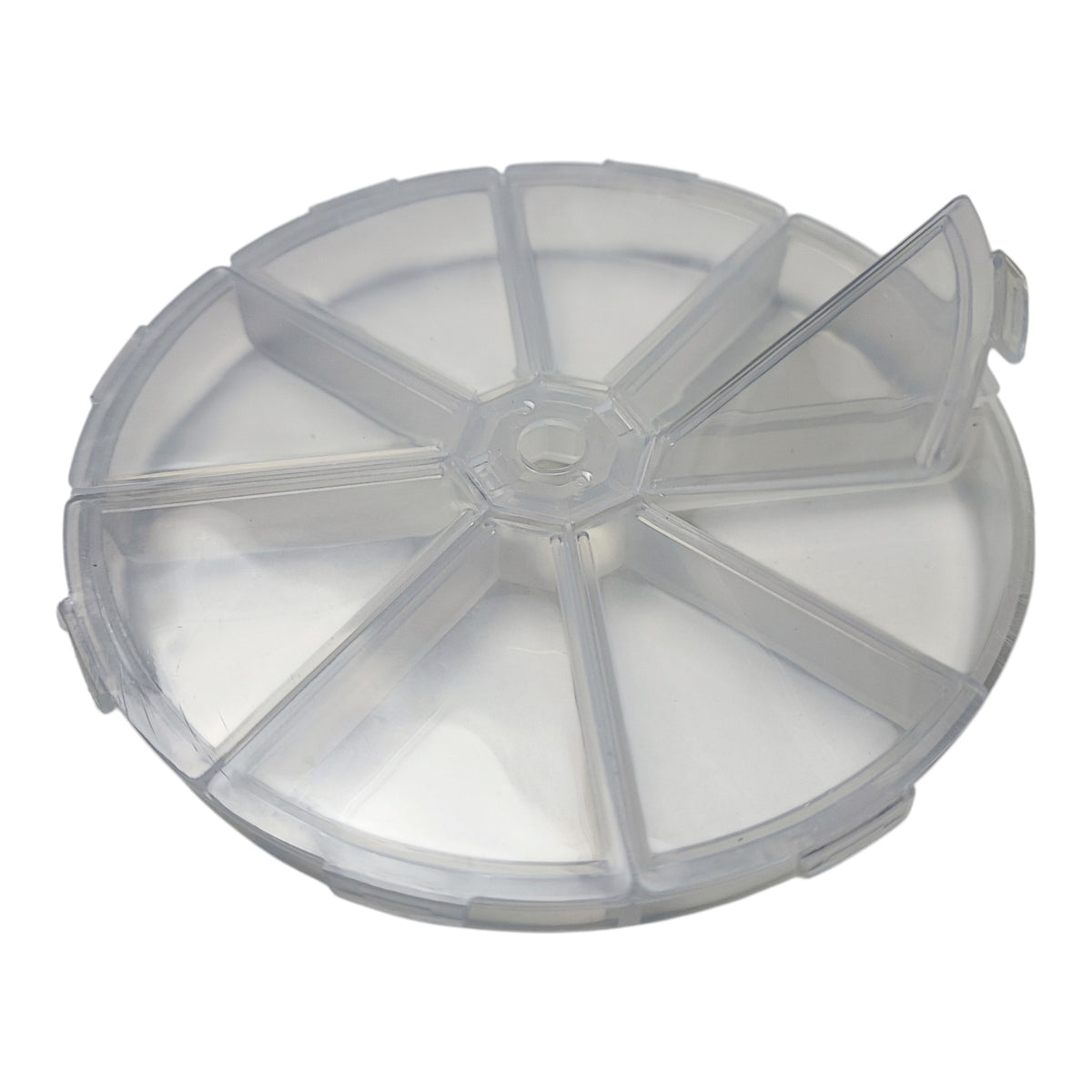 Boîte de rangement ronde à 8 compartiments – Transparente