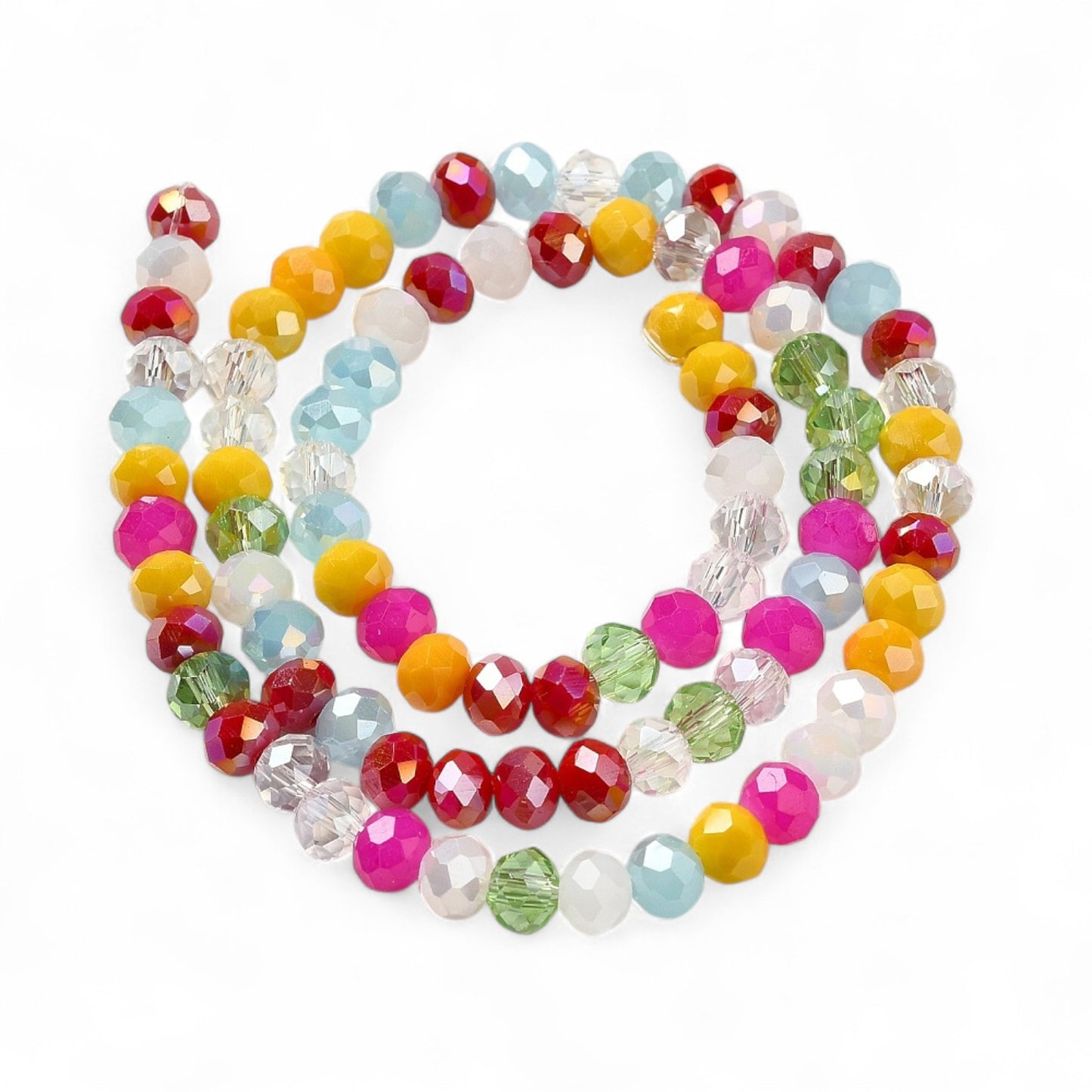 Perles en Verre à Facettes – Rondelles Multicolore Peps – 6x5 mm