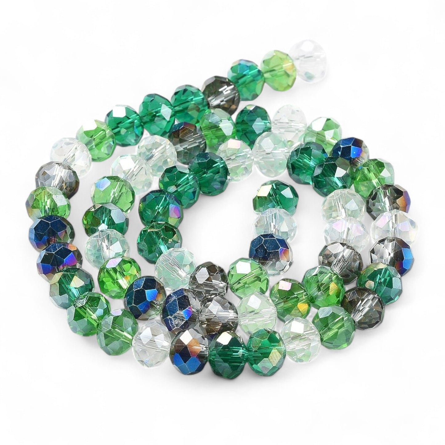 Perles en Verre à Facettes – Rondelles Vert – 8x6 mm
