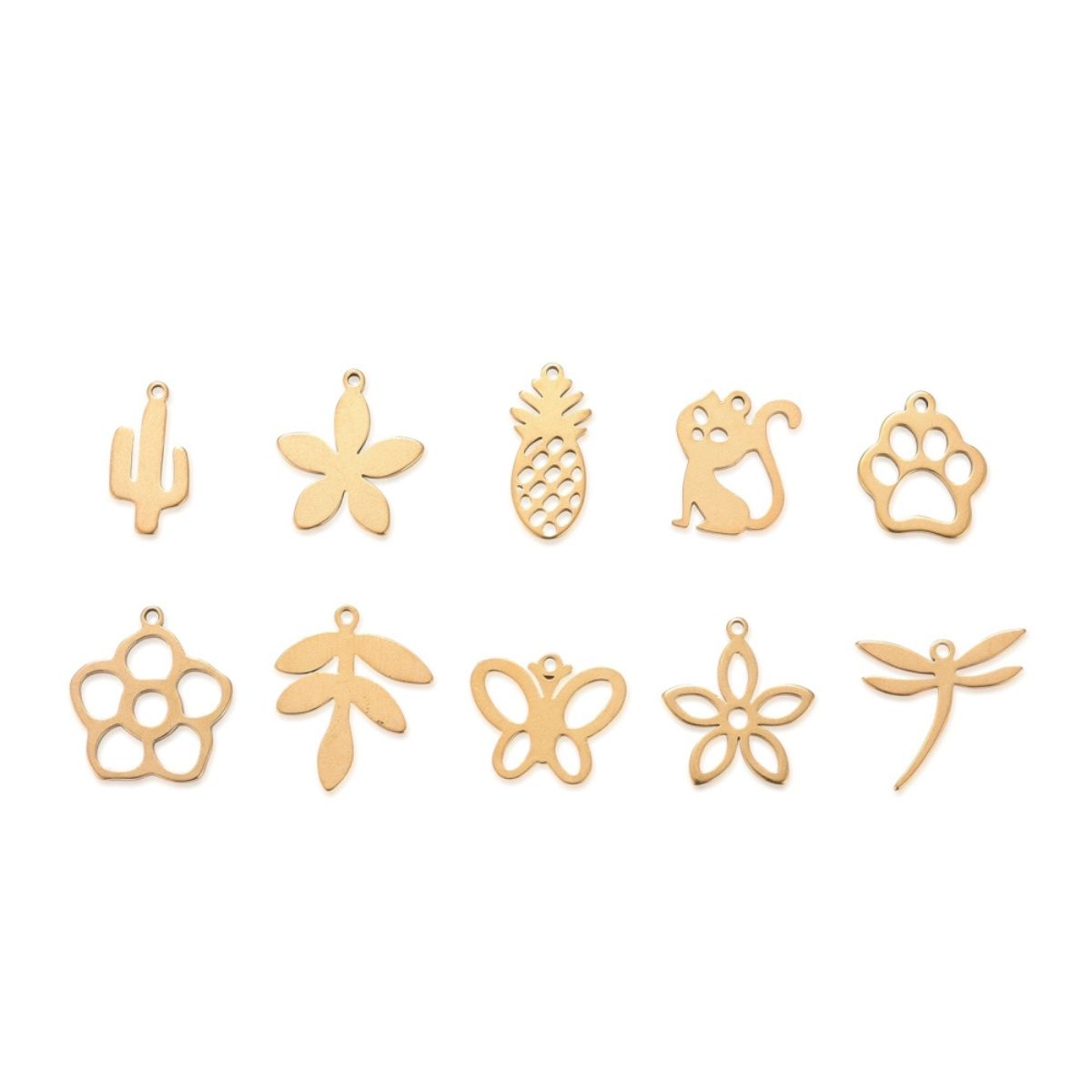 Lot de 10 Pendentifs Découpés au Laser en Acier Inoxydable 304 – Motifs Variés