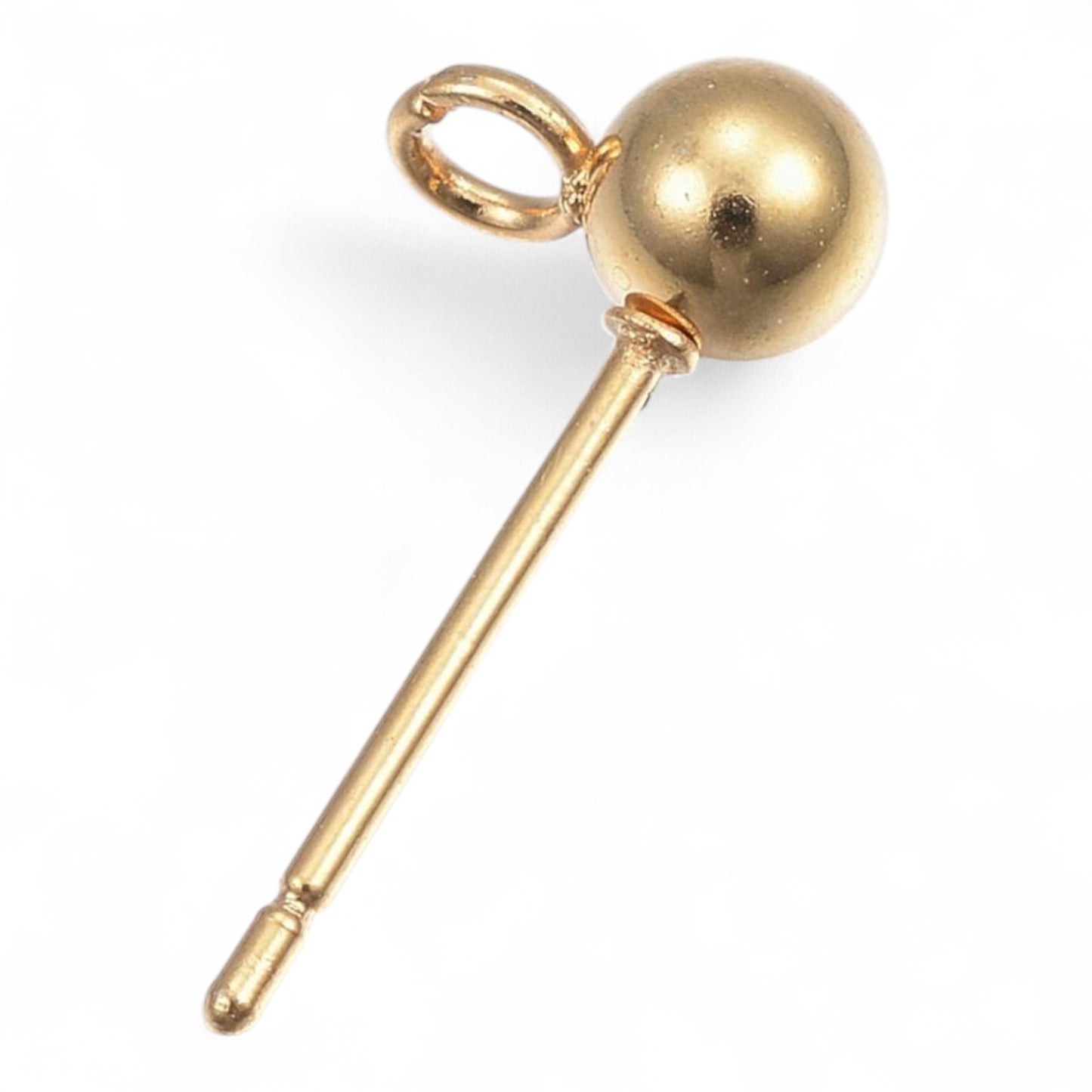 x1 paire Clous d’oreilles ronds avec boucle – Acier inox 304 plaqué or 24K
