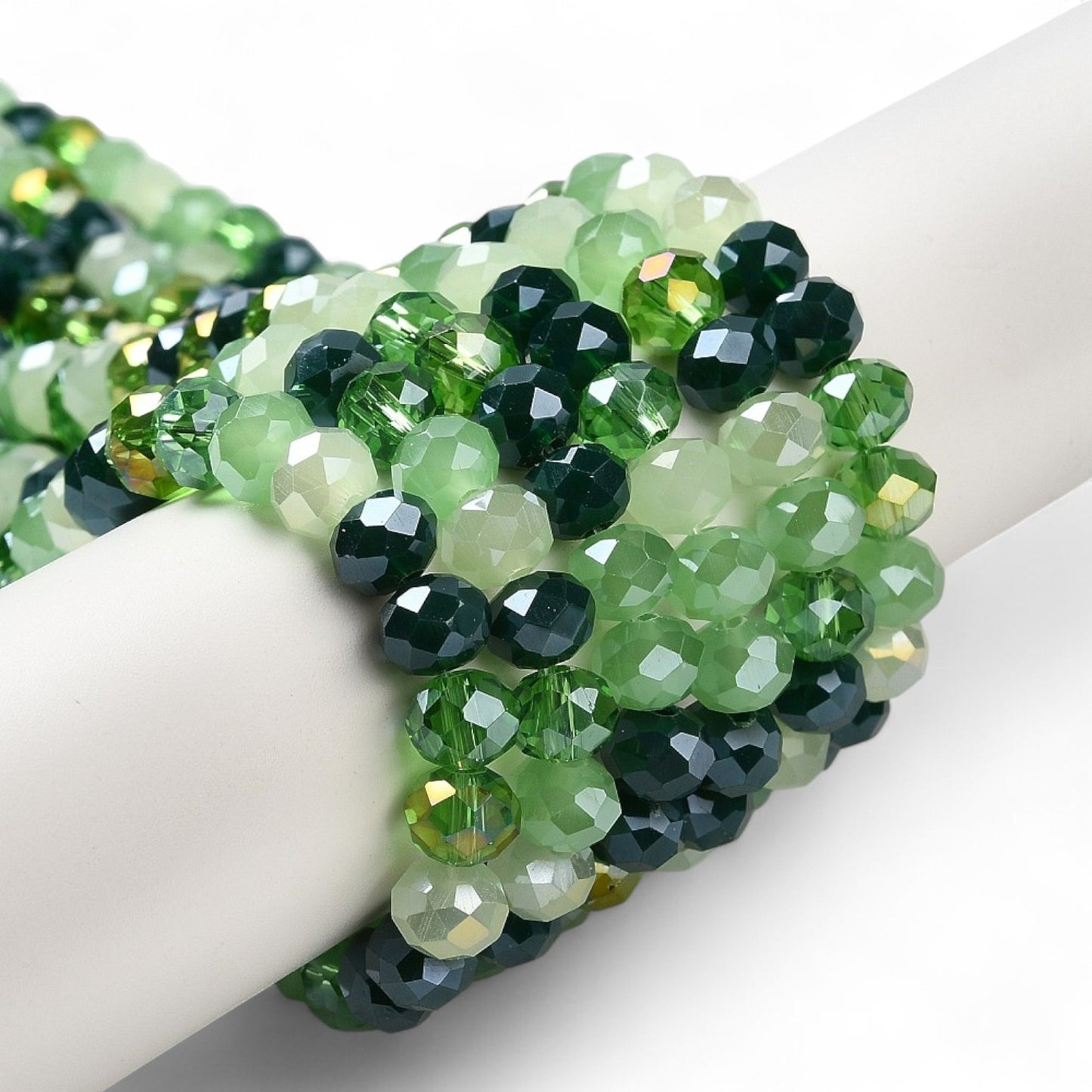 Perles en Verre à Facettes – Rondelles Citron Vert – 8x6 mm
