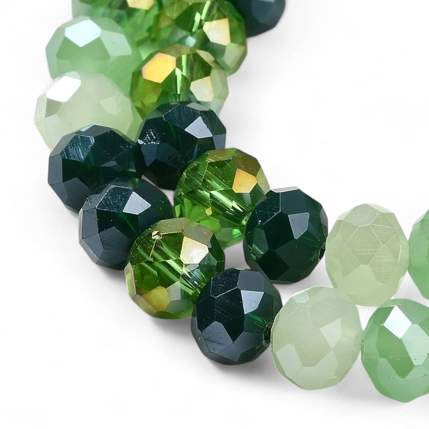 Perles en Verre à Facettes – Rondelles Citron Vert – 8x6 mm