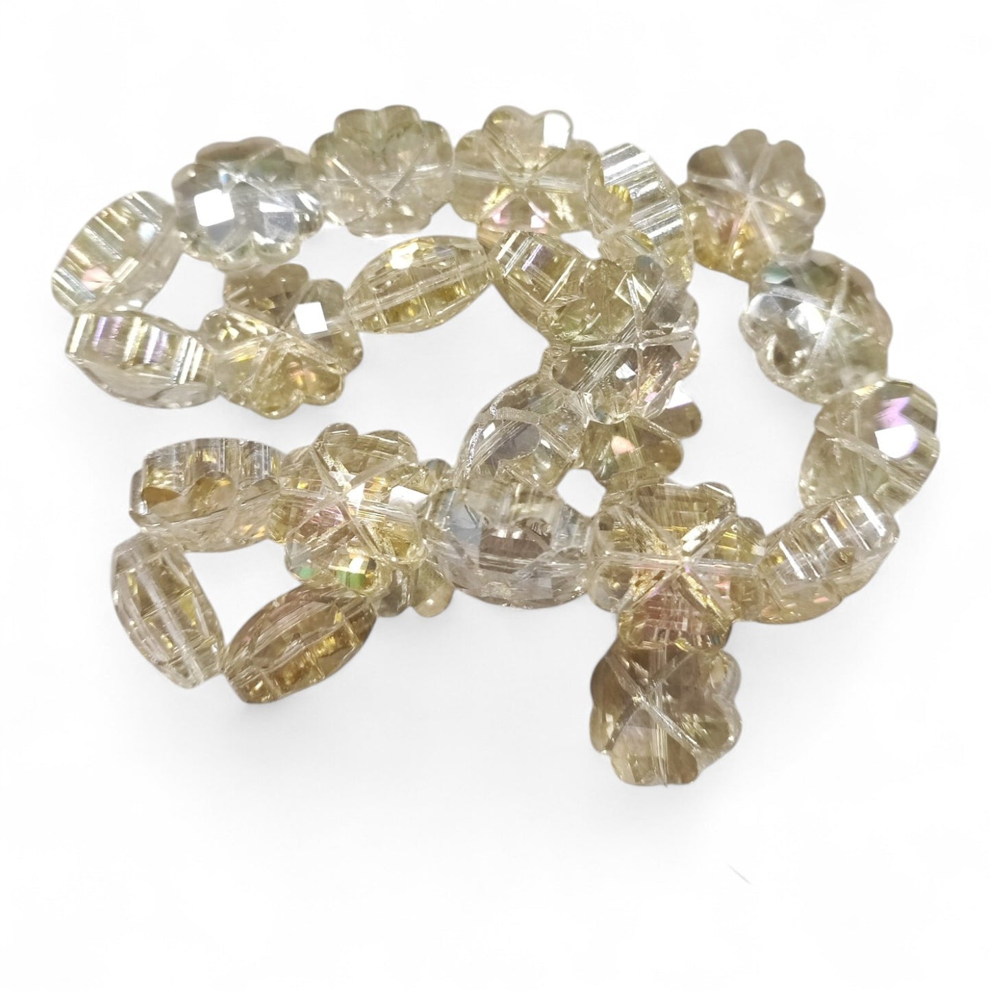 x1 Perle de Verre à Facettes Galvanisées – Forme Trèfle – 17 mm