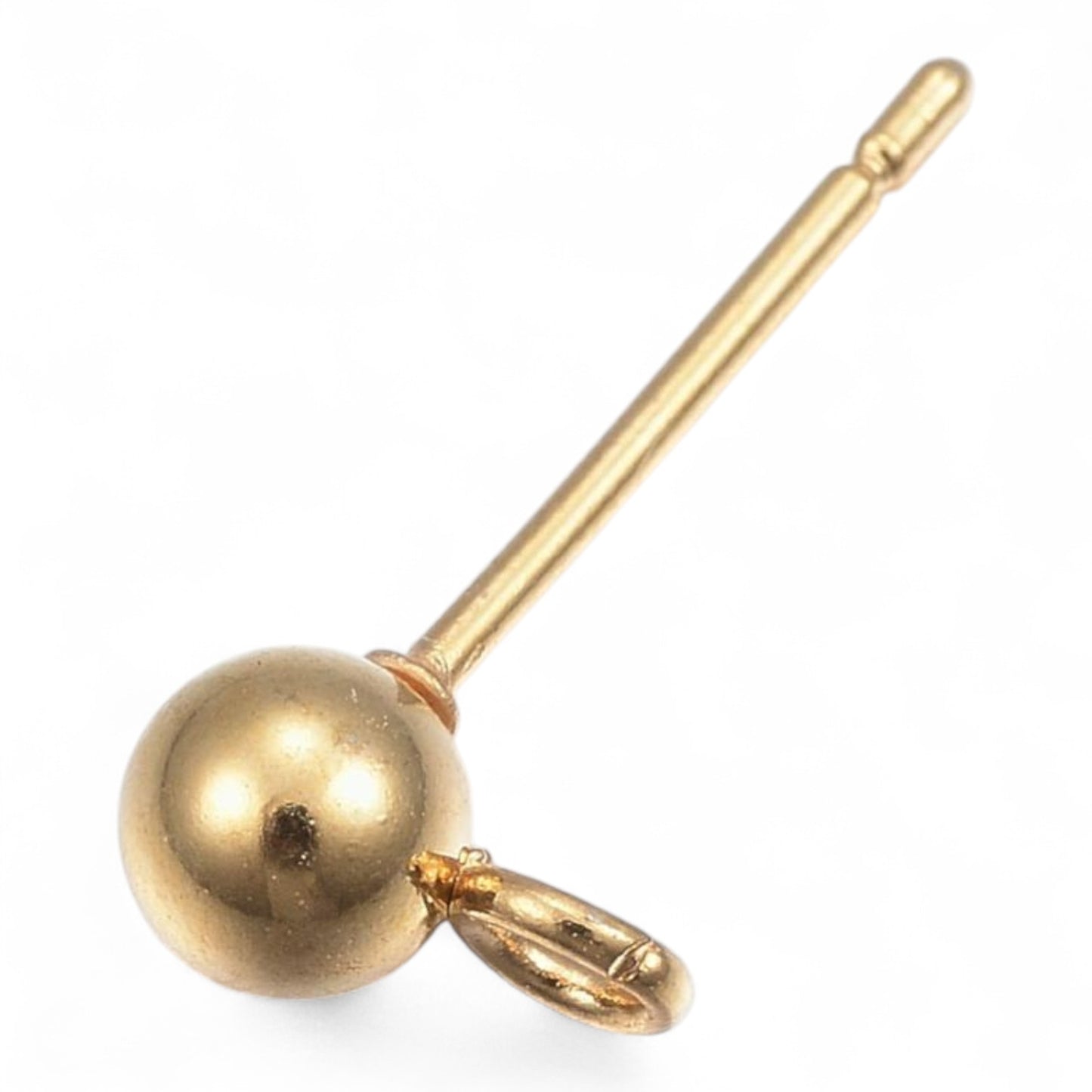 x1 paire Clous d’oreilles ronds avec boucle – Acier inox 304 plaqué or 24K