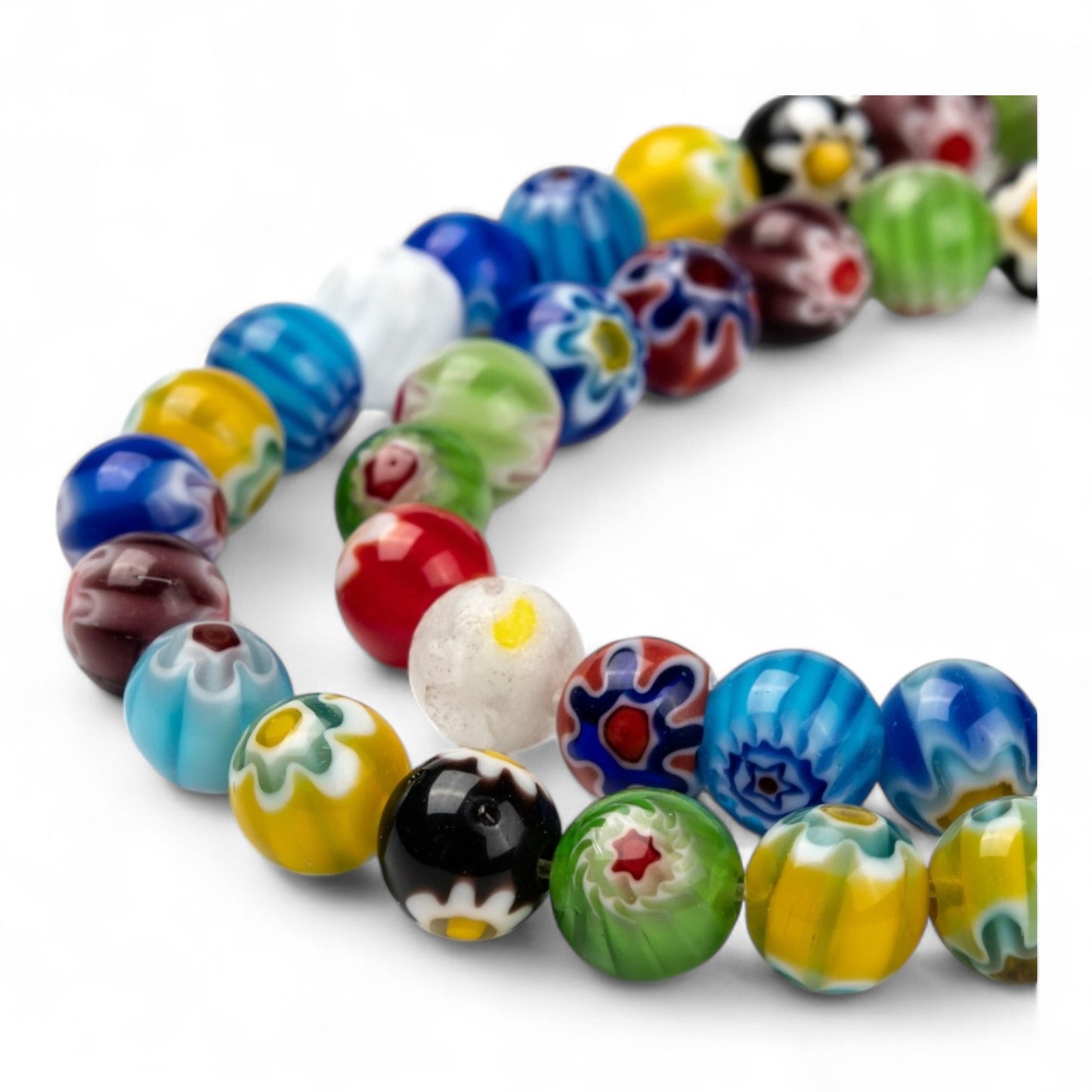 x10 Perles Millefiori – Verre coloré – Ø6 ou ø8 mm