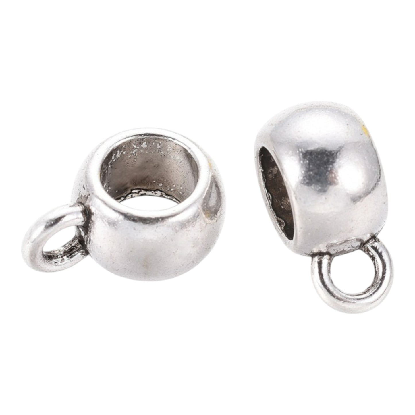 x10 Perles à Bélière Tonneau – Doré ou Argenté – 8 à 11,5 mm