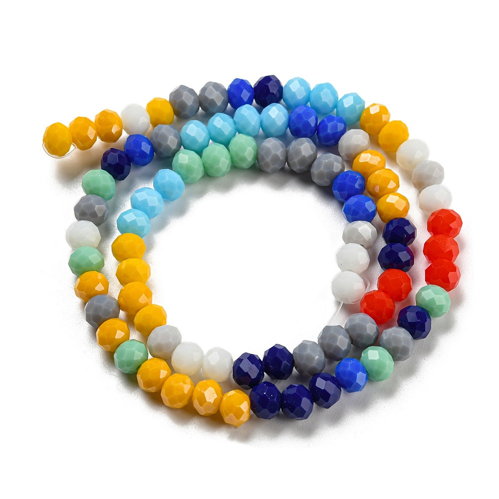 Perles en Verre à Facettes – Rondelles Multicolore Opaque – 6x5 mm