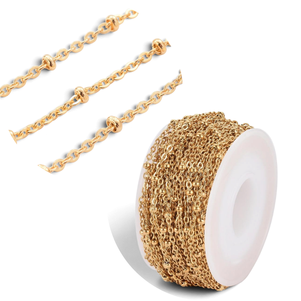 Chaîne à Maillons en Acier Inoxydable 304 avec Perles Rondelles – 20 cm – 2 Coloris