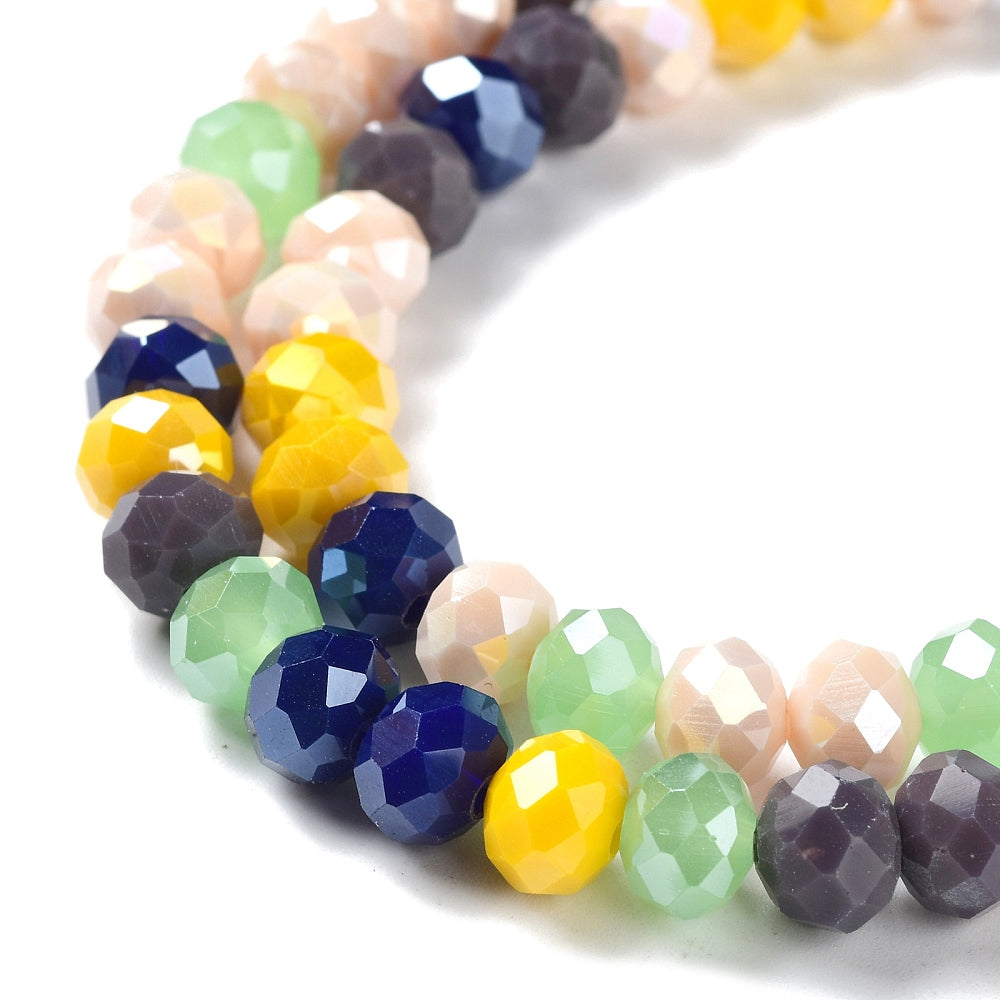 Perles en Verre à Facettes – Rondelles Multicolore Bordeaux et Jaune – 8x6 mm