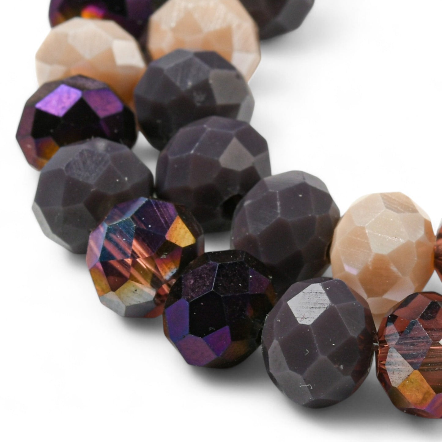 Perles en Verre à Facettes – Rondelles Violet et Doré – 8x6 mm