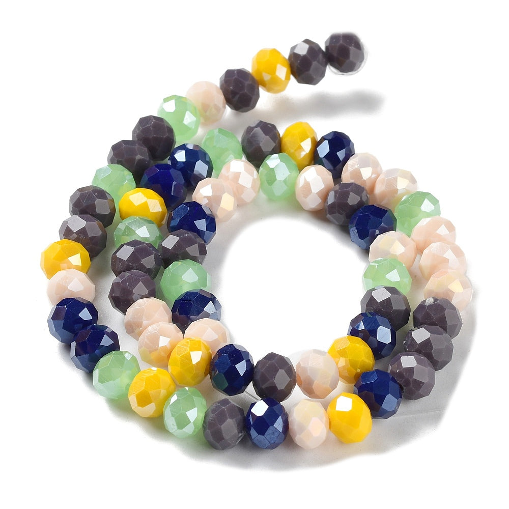 Perles en Verre à Facettes – Rondelles Multicolore Bordeaux et Jaune – 8x6 mm