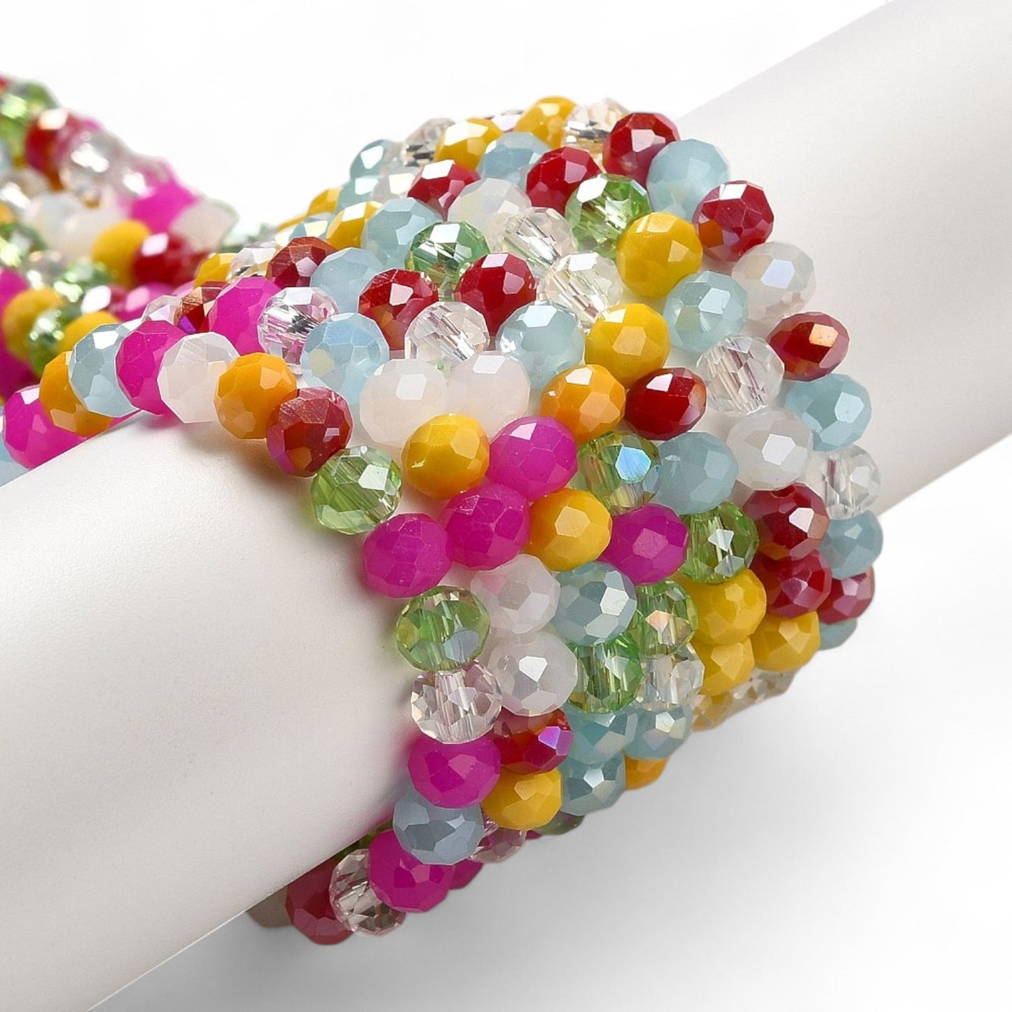 Perles en Verre à Facettes – Rondelles Multicolore Peps – 6x5 mm