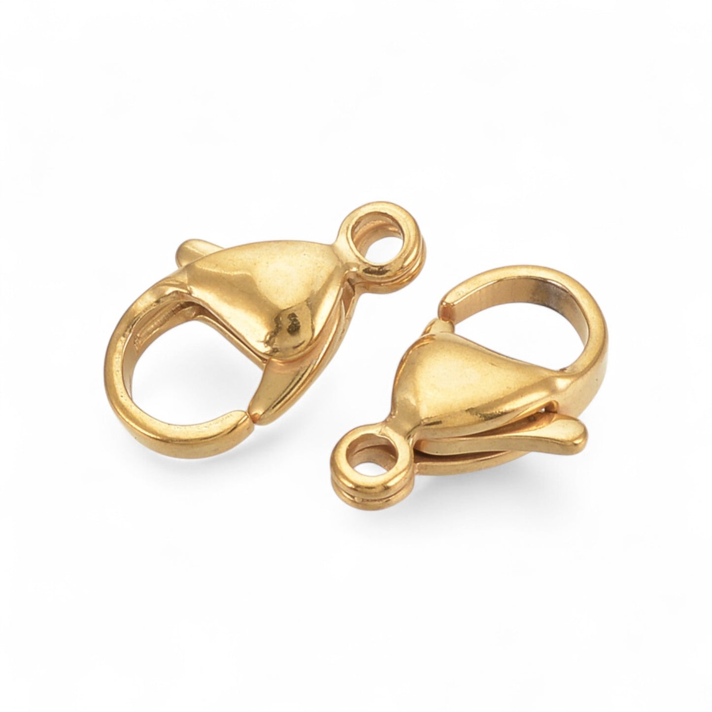 x2 Fermoirs mousquetons en Acier Inoxydable 304 Plaqué Or 18K