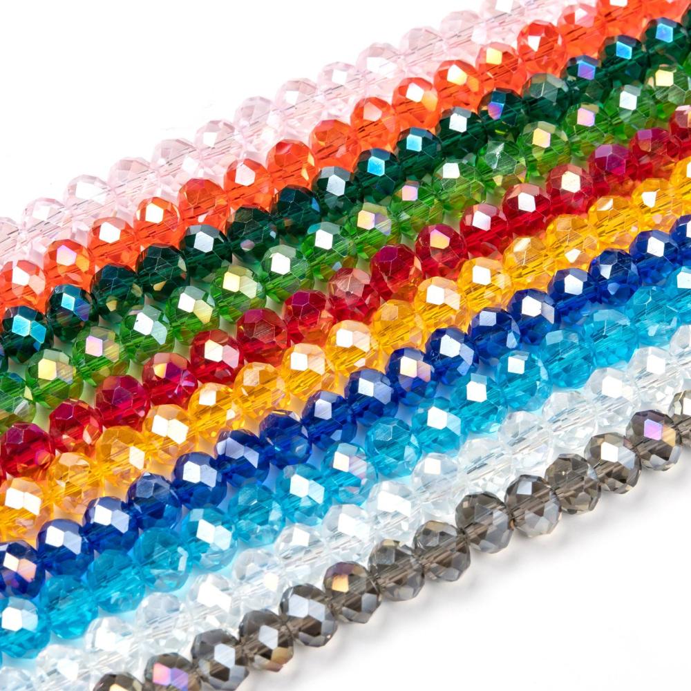 Fil de Perles en Verre Électrolytique AB – Facettées Rondelles – 8x6 mm