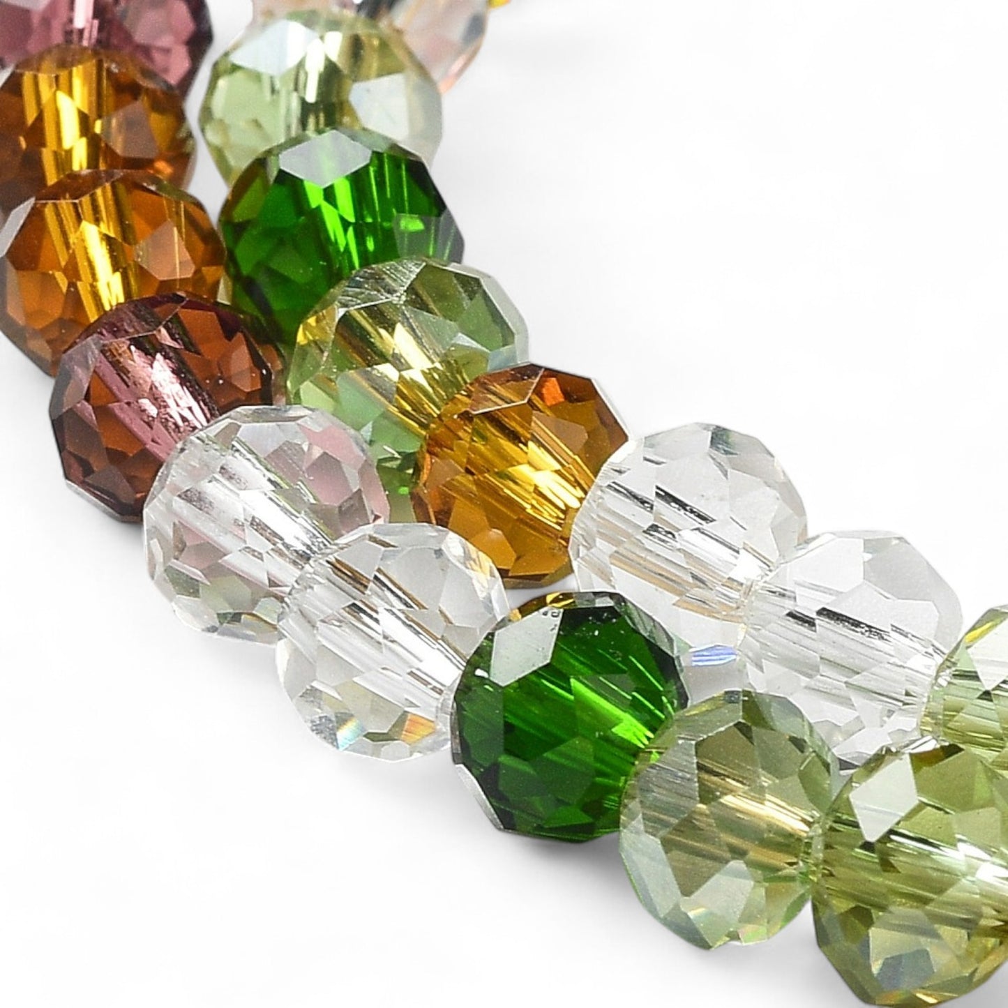 Perles en Verre à Facettes – Rondelles Vert et Marron – 6x5 mm