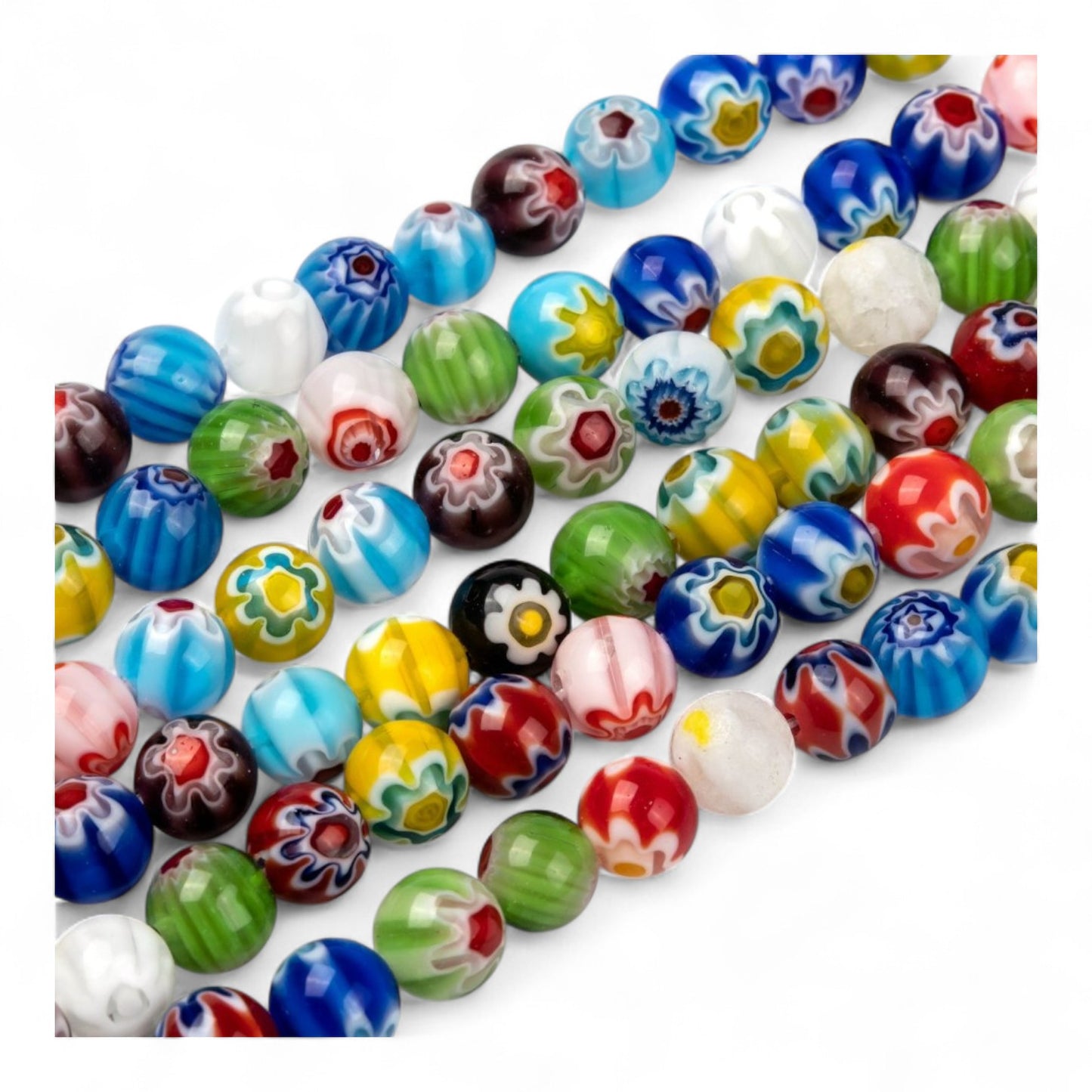 x10 Perles Millefiori – Verre coloré – Ø6 ou ø8 mm