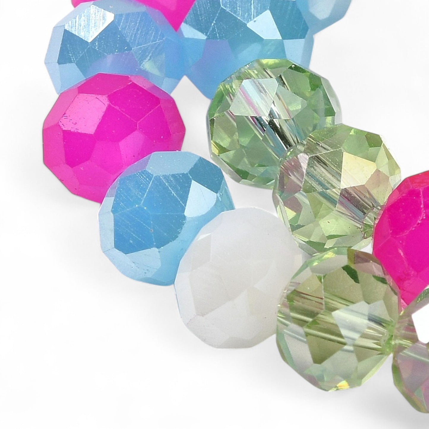 Perles en Verre à Facettes – Rondelles Multicolore Peps – 8x6 mm