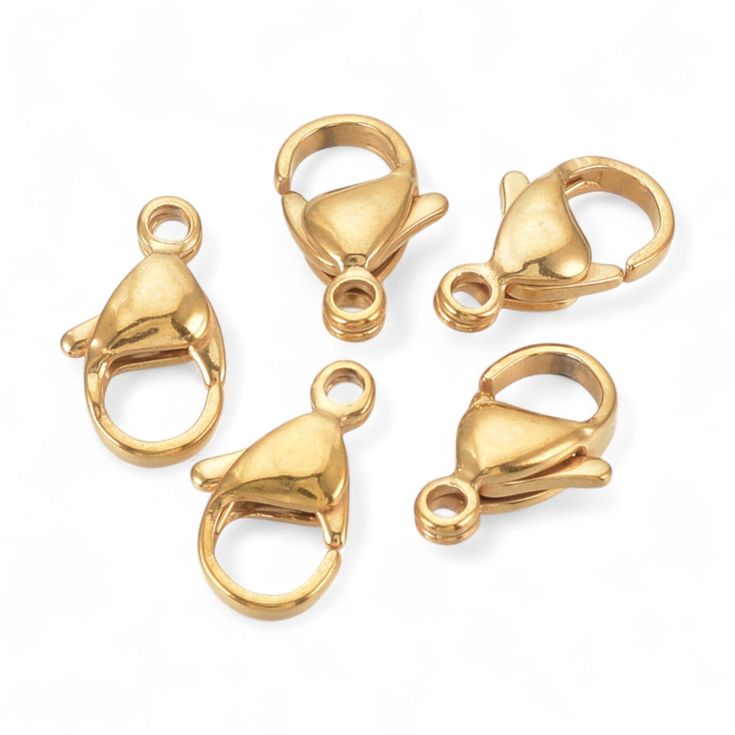 x2 Fermoirs mousquetons en Acier Inoxydable 304 Plaqué Or 18K