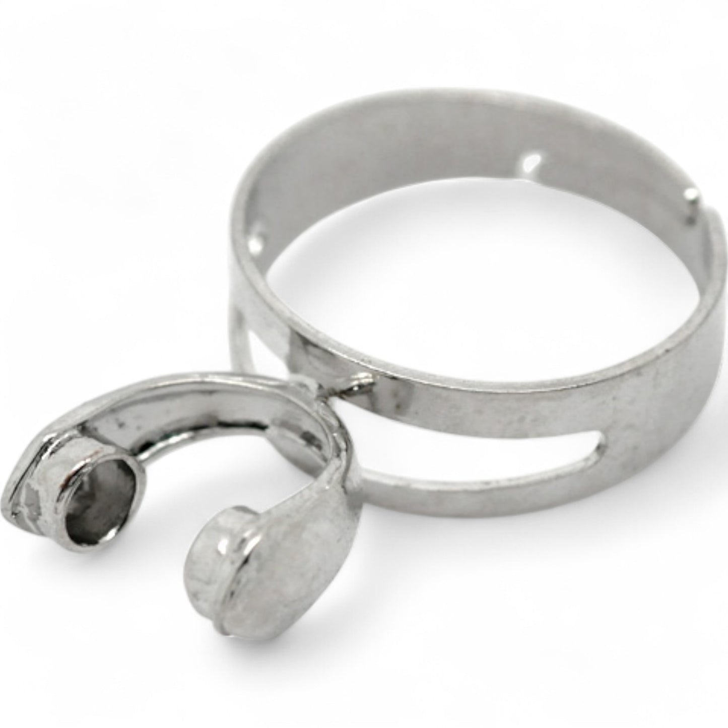 x1 Support de Bague Réglable à Pinces – Pour perles européennes – Argenté foncé