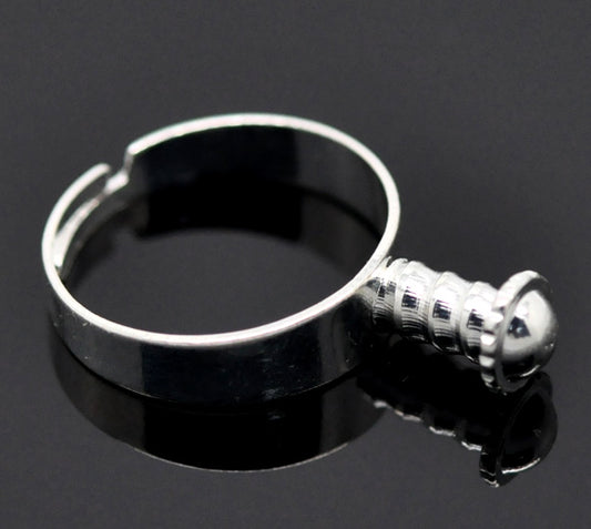 x1 Support de Bague à Vis – Pour perles à gros trou – Ajustable – Argenté clair