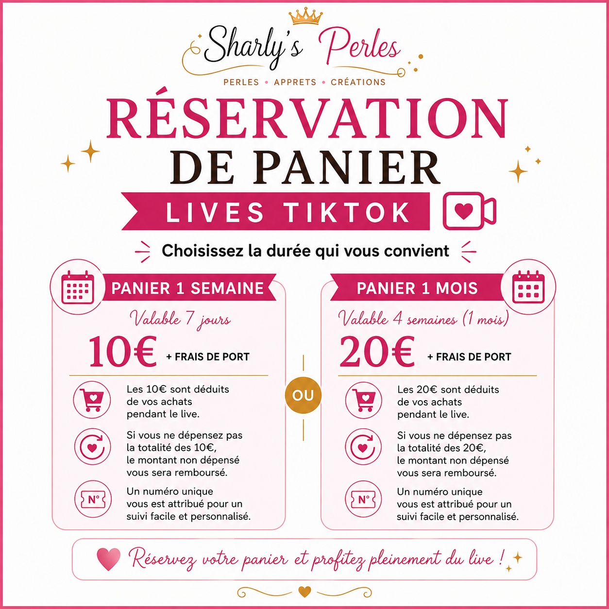 Réservation de Panier – Vente directe Live | Acompte + Frais de livraison