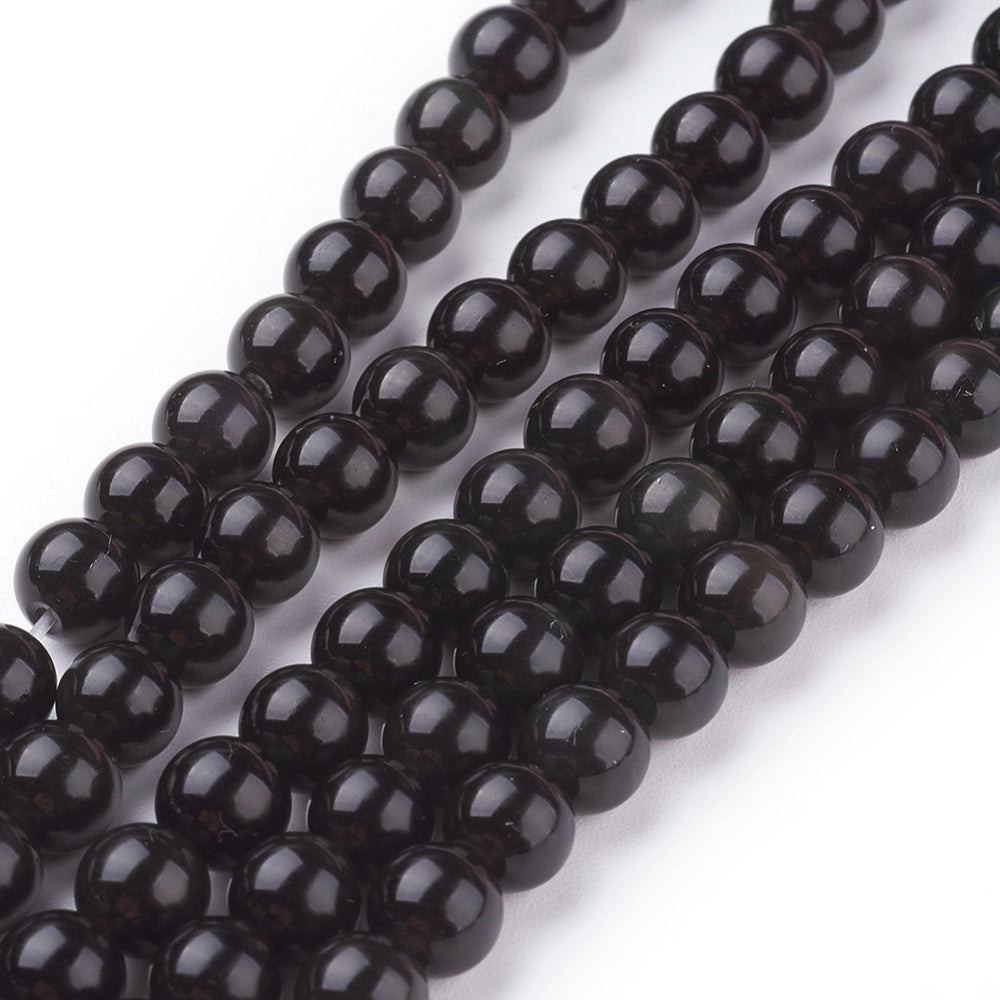 Perles d’Obsidienne Noire Naturelle – 6 mm