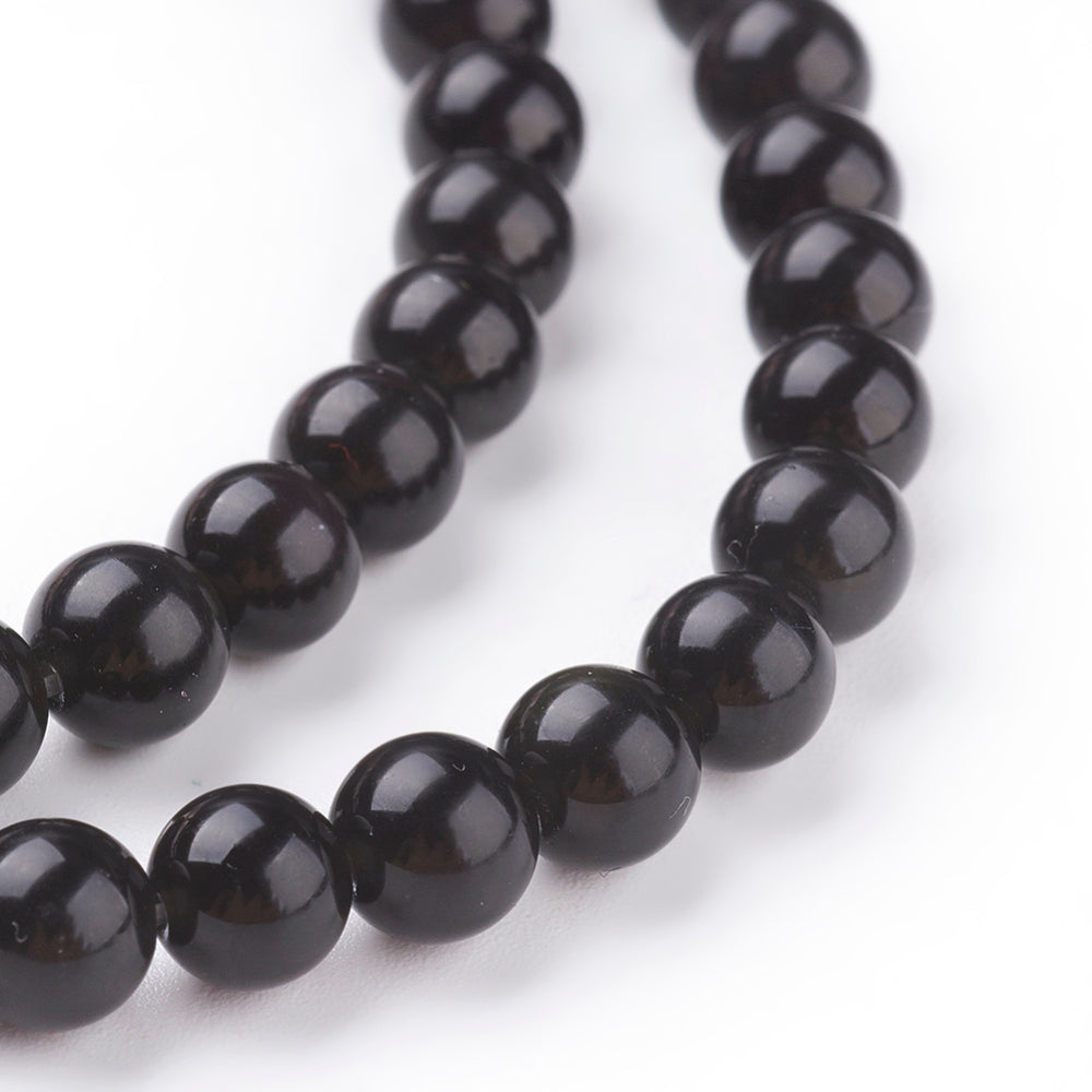 Perles d’Obsidienne Noire Naturelle – 6 mm