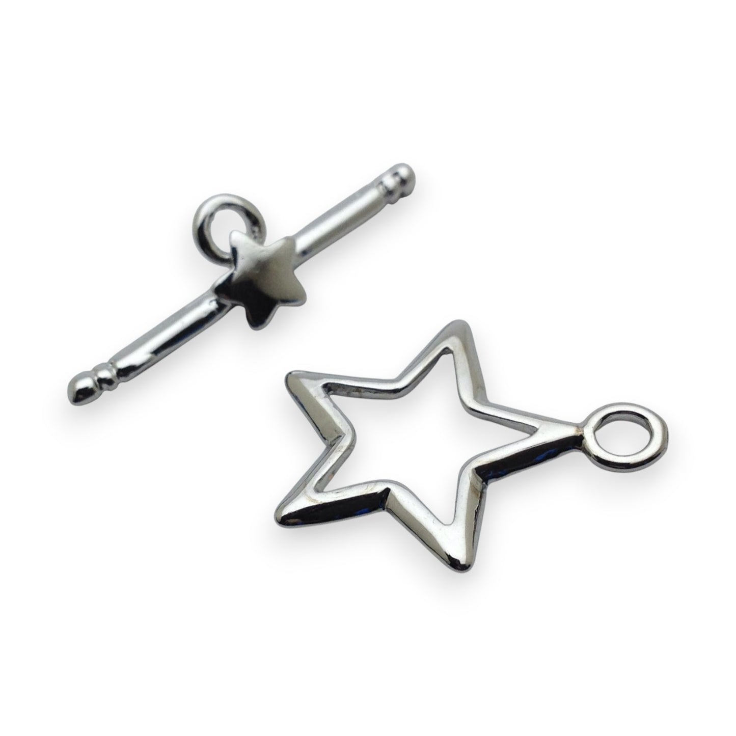 x1 Fermoir T Toggle Étoile – Métal Argenté – 15/24 mm