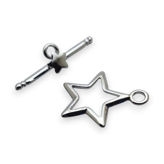 x1 Fermoir T Toggle Étoile – Métal Argenté – 15/24 mm