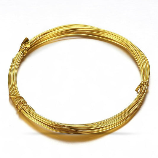 Fil d’Aluminium Rond – 2 mm – Rouleau de 5 m – Doré ou Argenté